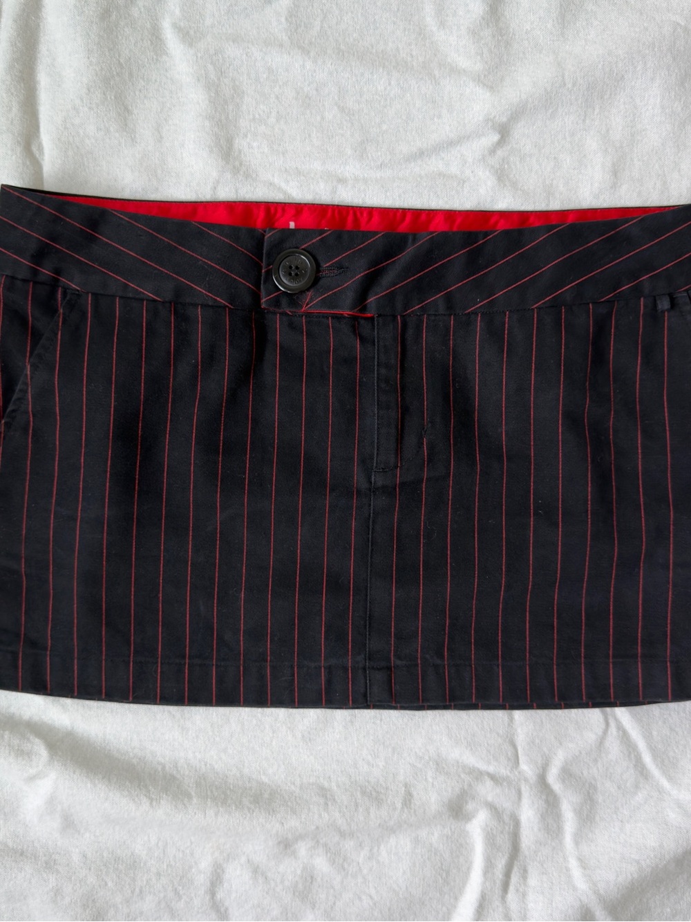 Hurley Black Mini Skirt with Red Pinstripes